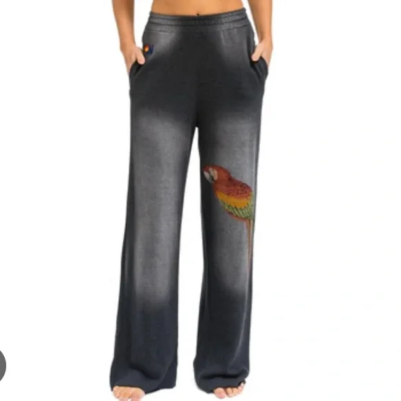 Aviator Nation SOLD OUT Wide Leg Parrot Sweatpants XS - Picture 1 of 6
